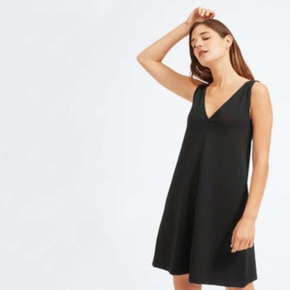 The Deep V-Neck A-Line Dress - Black SIZE 8